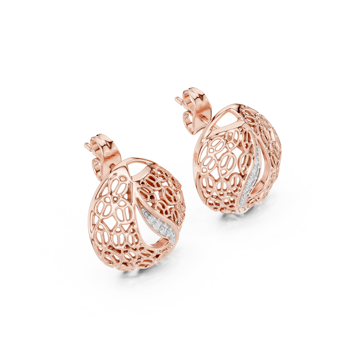 Vintage Style Gold Diamond Stud Earrings