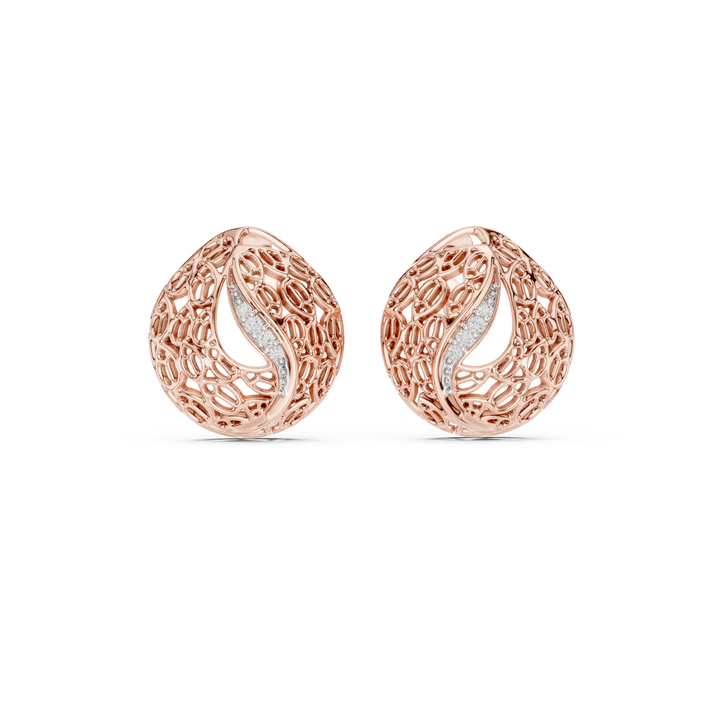 Vintage Style Gold Diamond Stud Earrings