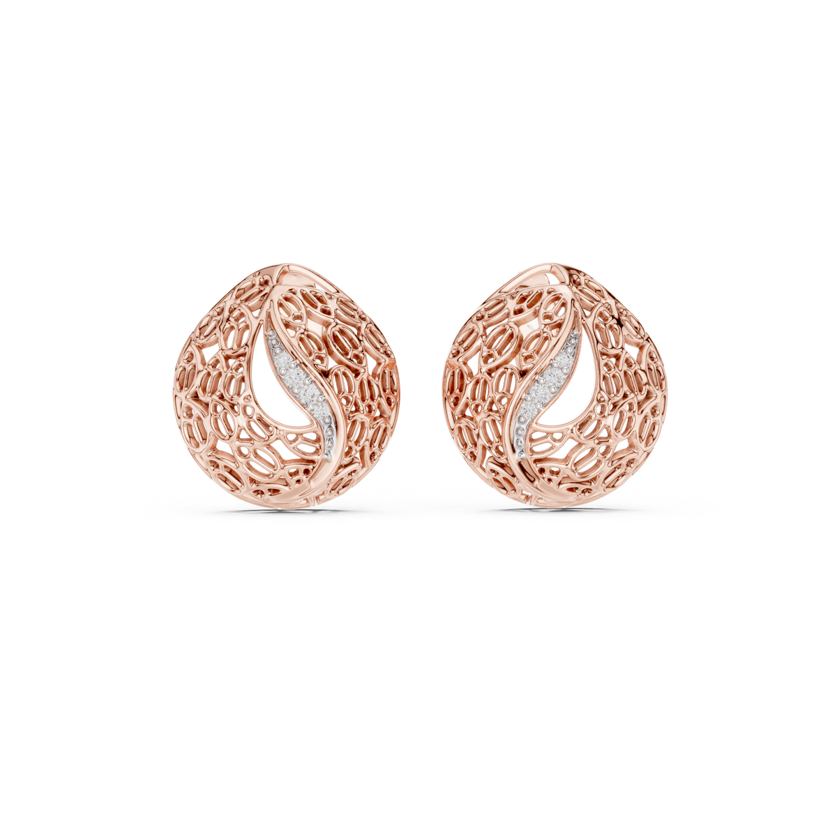 Vintage Style Gold Diamond Stud Earrings