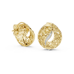 Funkelnde Diamant-Gold-Creolen | Ohrringe mit Blumenmuster