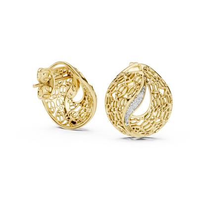 Vintage Style Gold Diamond Stud Earrings