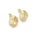 Funkelnde Diamant-Gold-Creolen | Ohrringe mit Blumenmuster