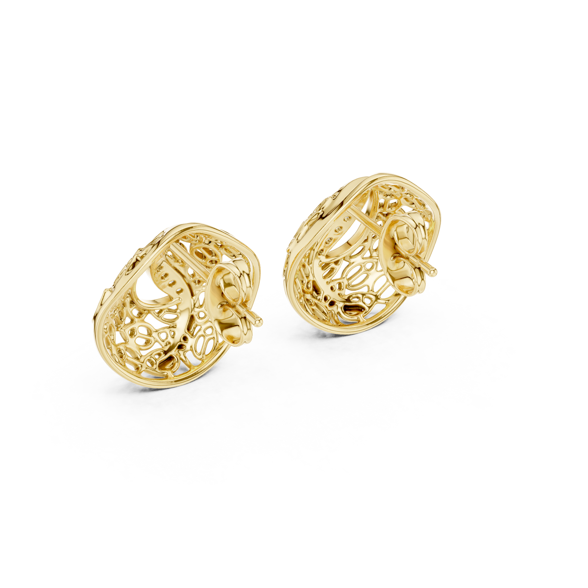 Funkelnde Diamant-Gold-Creolen | Ohrringe mit Blumenmuster