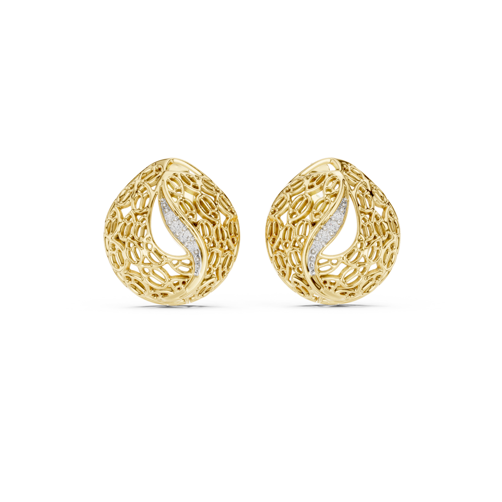 Funkelnde Diamant-Gold-Creolen | Ohrringe mit Blumenmuster
