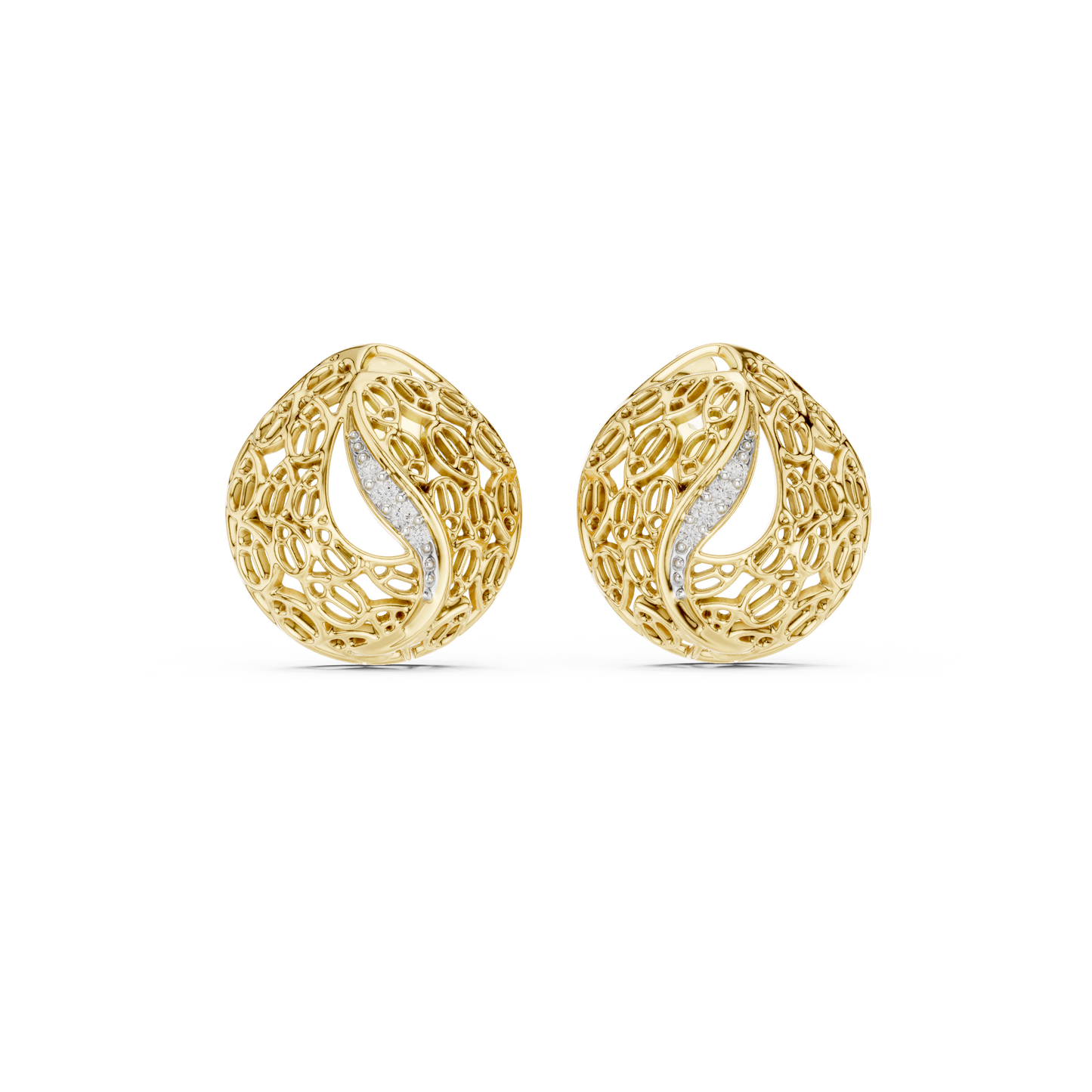 Vintage Style Gold Diamond Stud Earrings