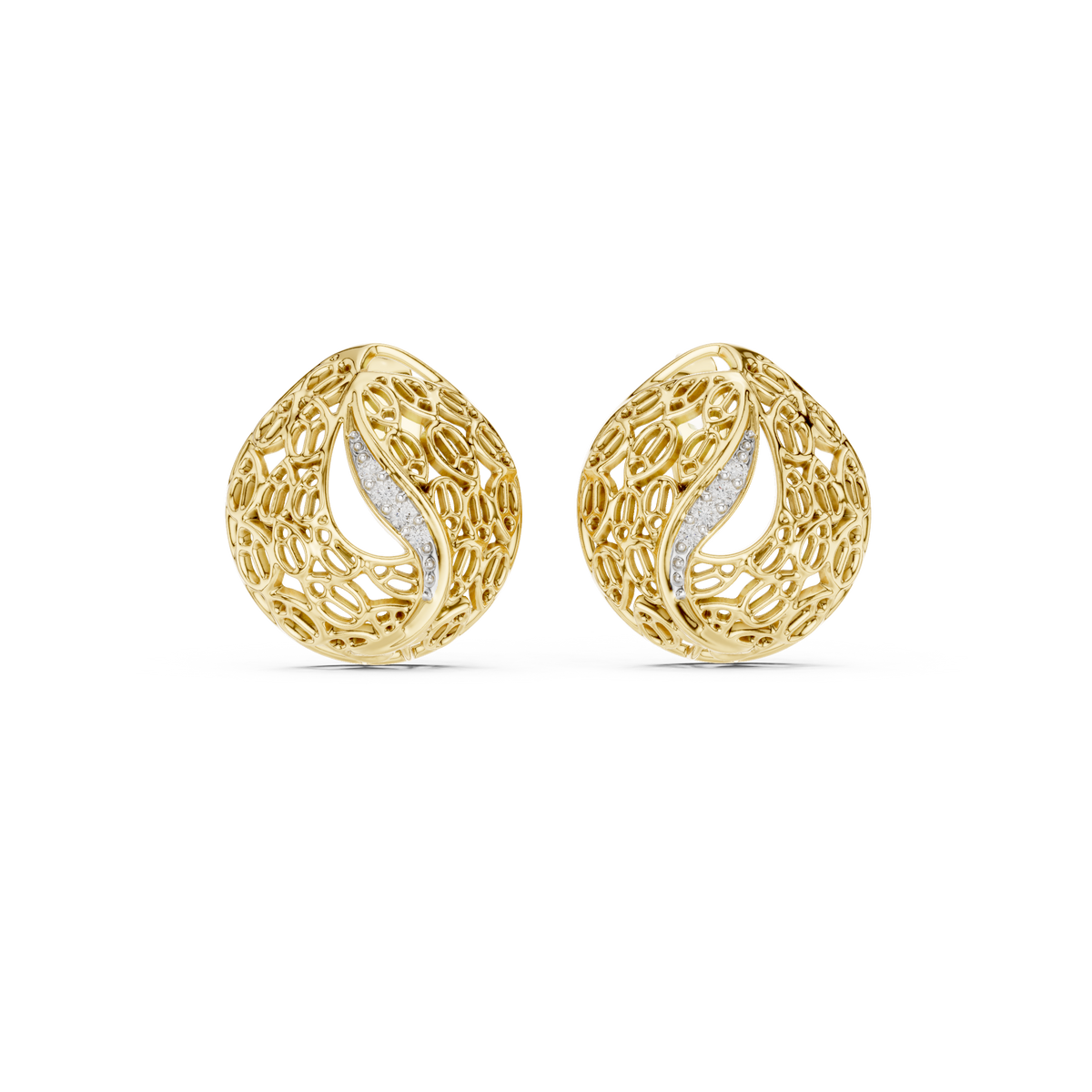 Vintage Style Gold Diamond Stud Earrings