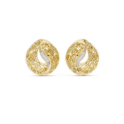 Vintage Style Gold Diamond Stud Earrings