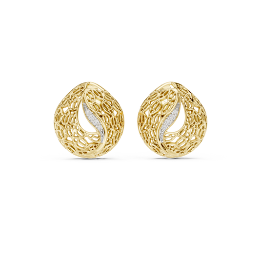 Vintage Style Gold Diamond Stud Earrings