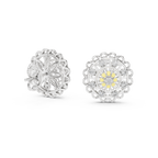 18K Gold Floral Diamond Stud Earrings for Women