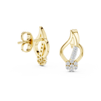 Stylish Flame Shape Gold & Diamond Stud Earrings