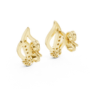 Stylish Flame Shape Gold & Diamond Stud Earrings