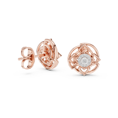 Premium Halo Cluster Gold Stud Earrings