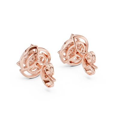 Premium Halo Cluster Gold Stud Earrings