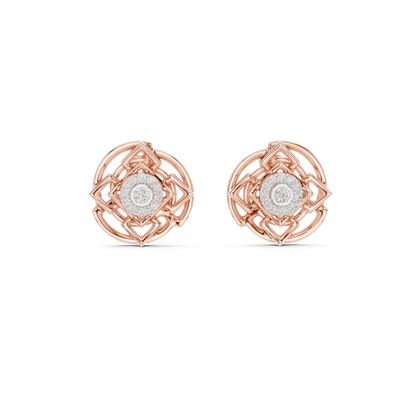 Premium Halo Cluster Gold Stud Earrings