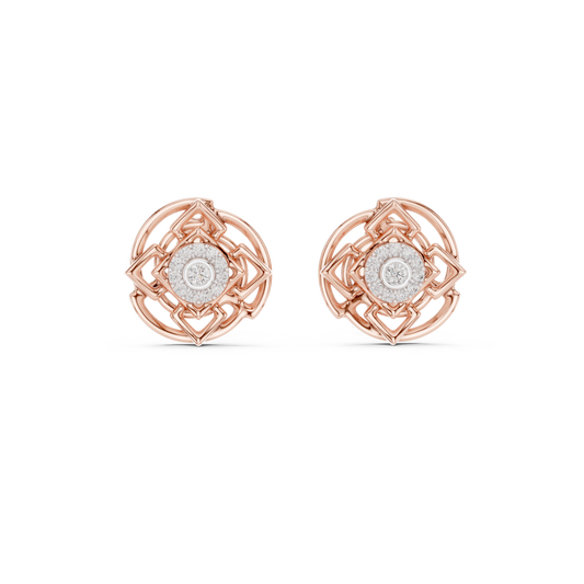 Premium Halo Cluster Gold Stud Earrings