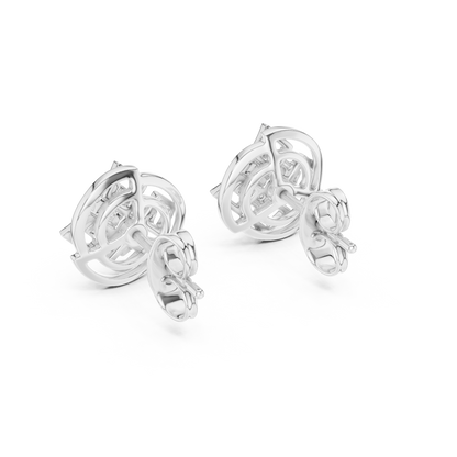 Premium Halo Cluster Gold Stud Earrings