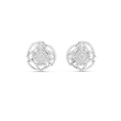 Premium Halo Cluster Gold Stud Earrings