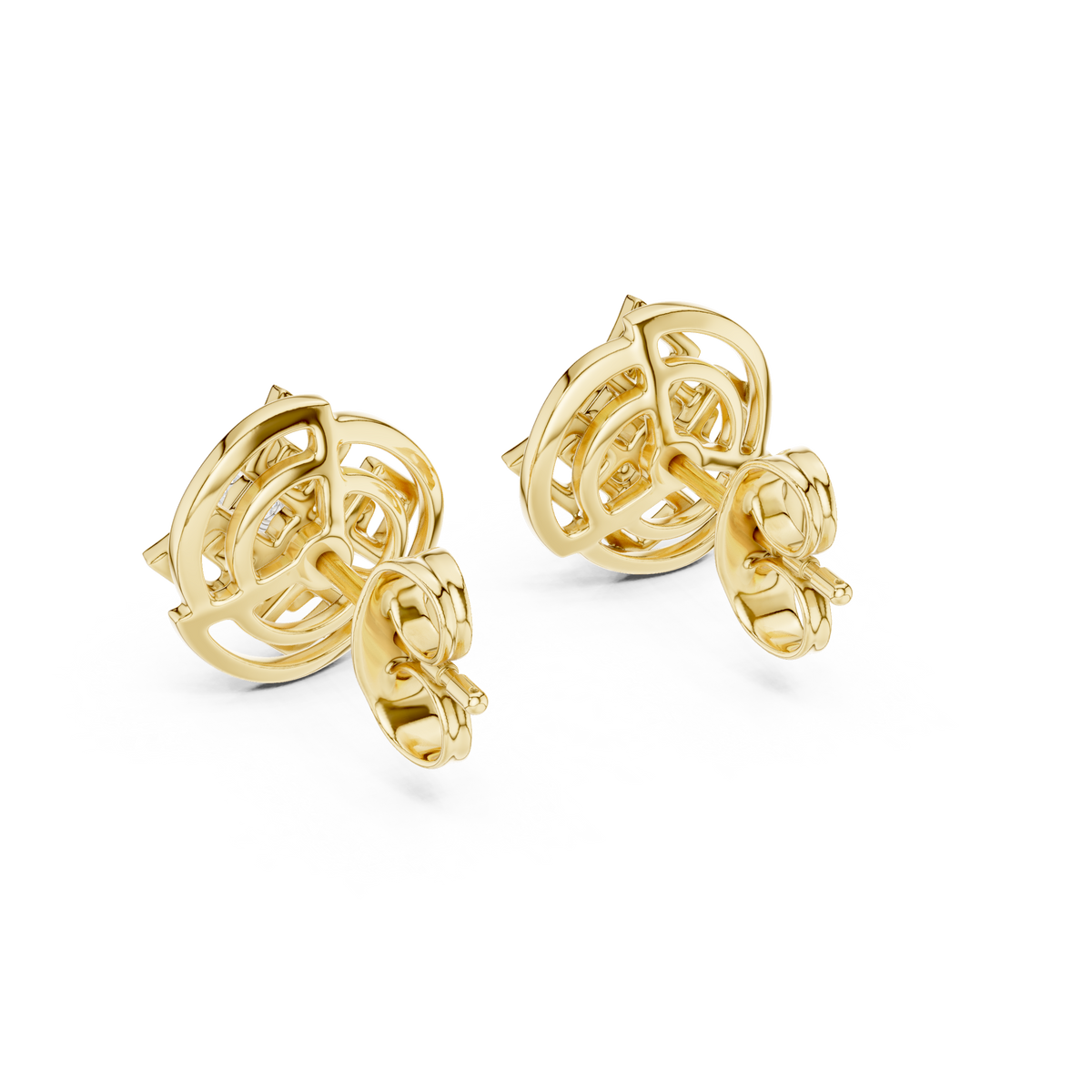 Premium Halo Cluster Gold Stud Earrings