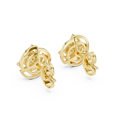 Premium Halo Cluster Gold Stud Earrings