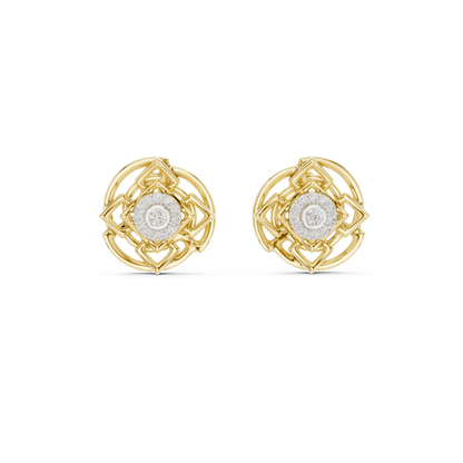 Premium Halo Cluster Gold Stud Earrings
