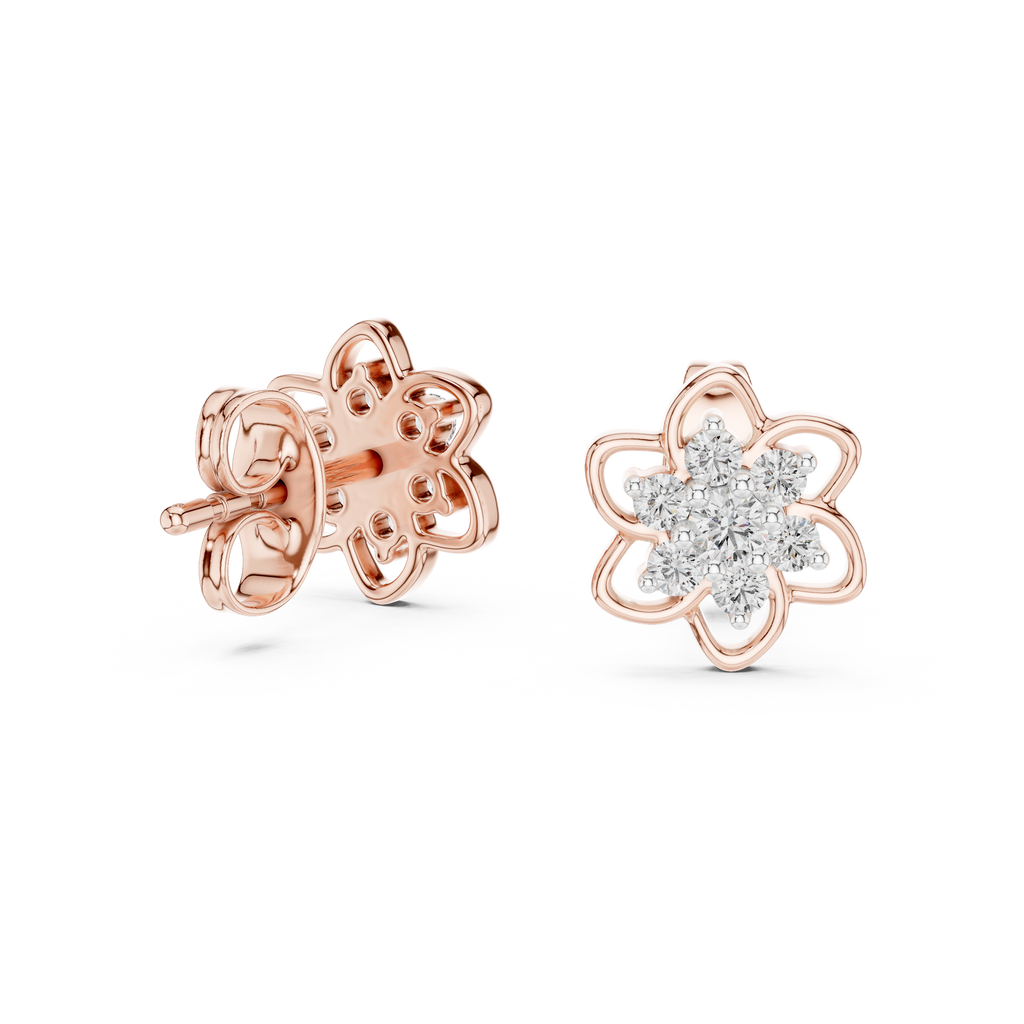 Luxury Petal Motif Diamond Earrings