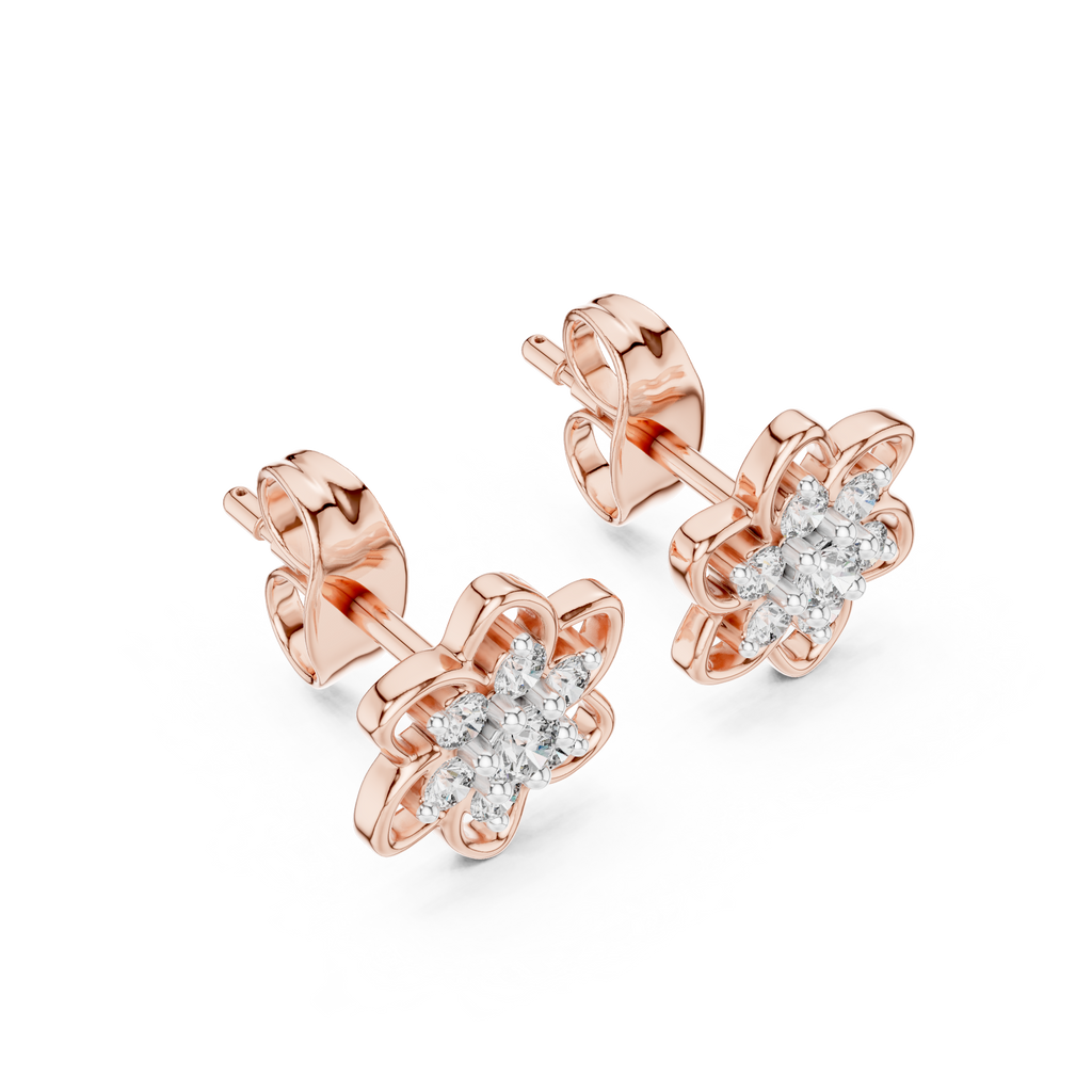 Luxury Petal Motif Diamond Earrings