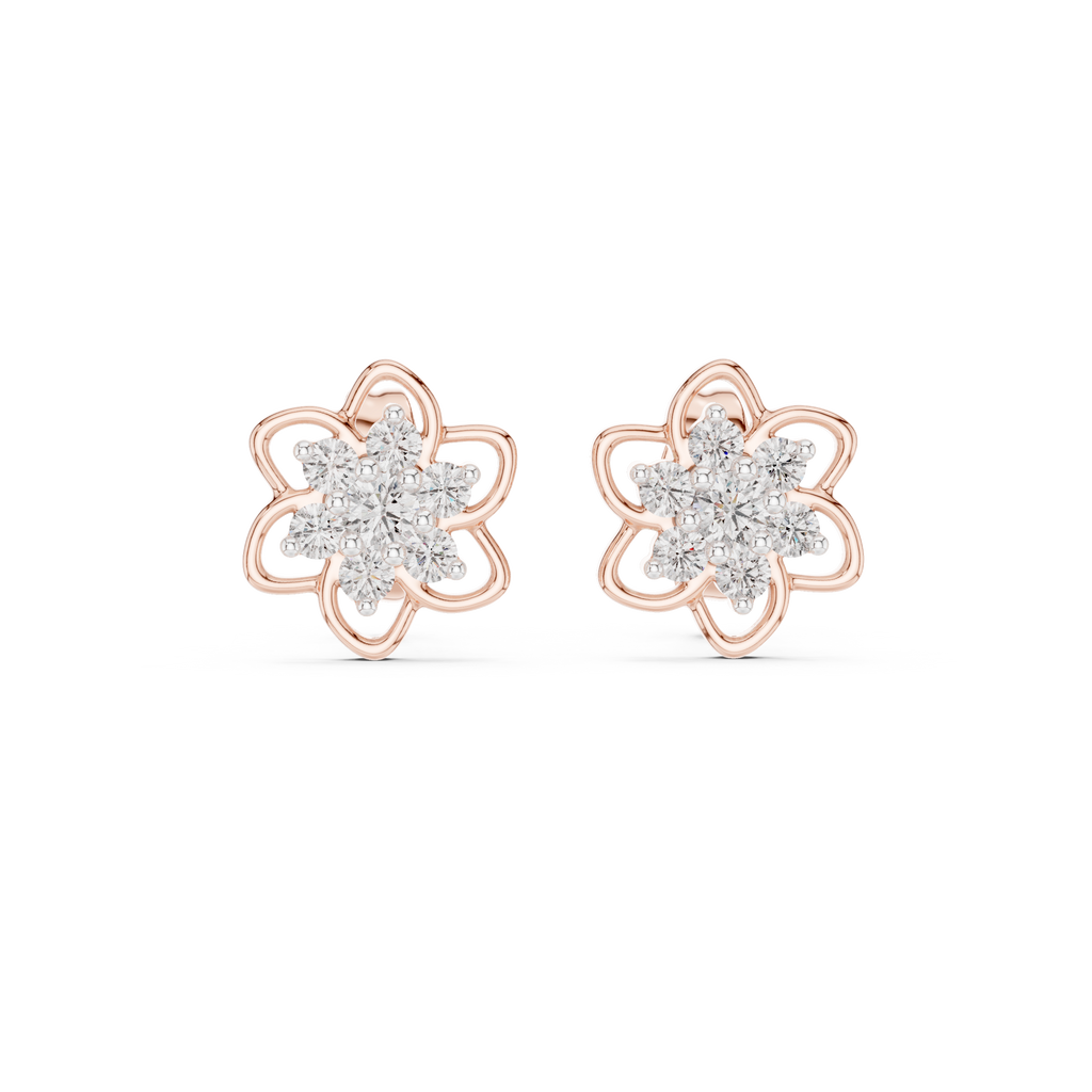 Luxury Petal Motif Diamond Earrings