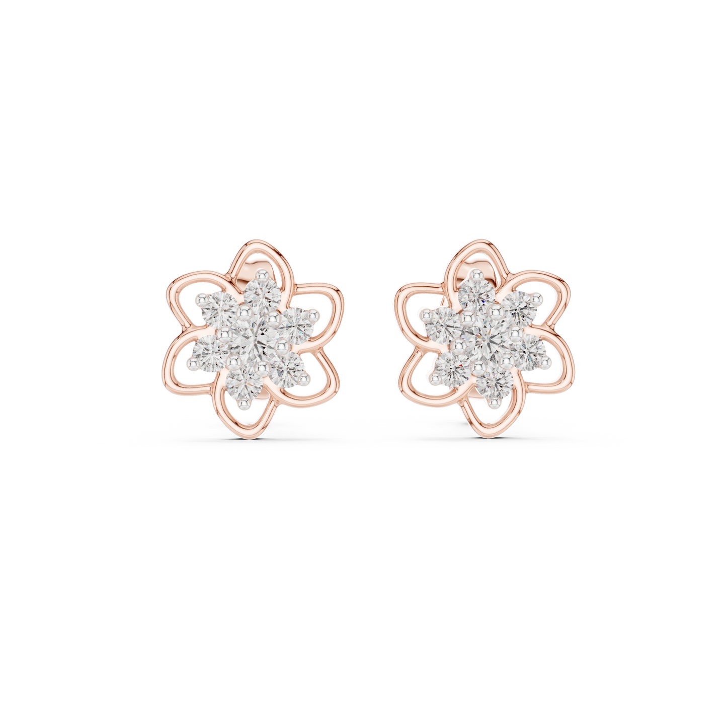 Luxury Petal Motif Diamond Earrings