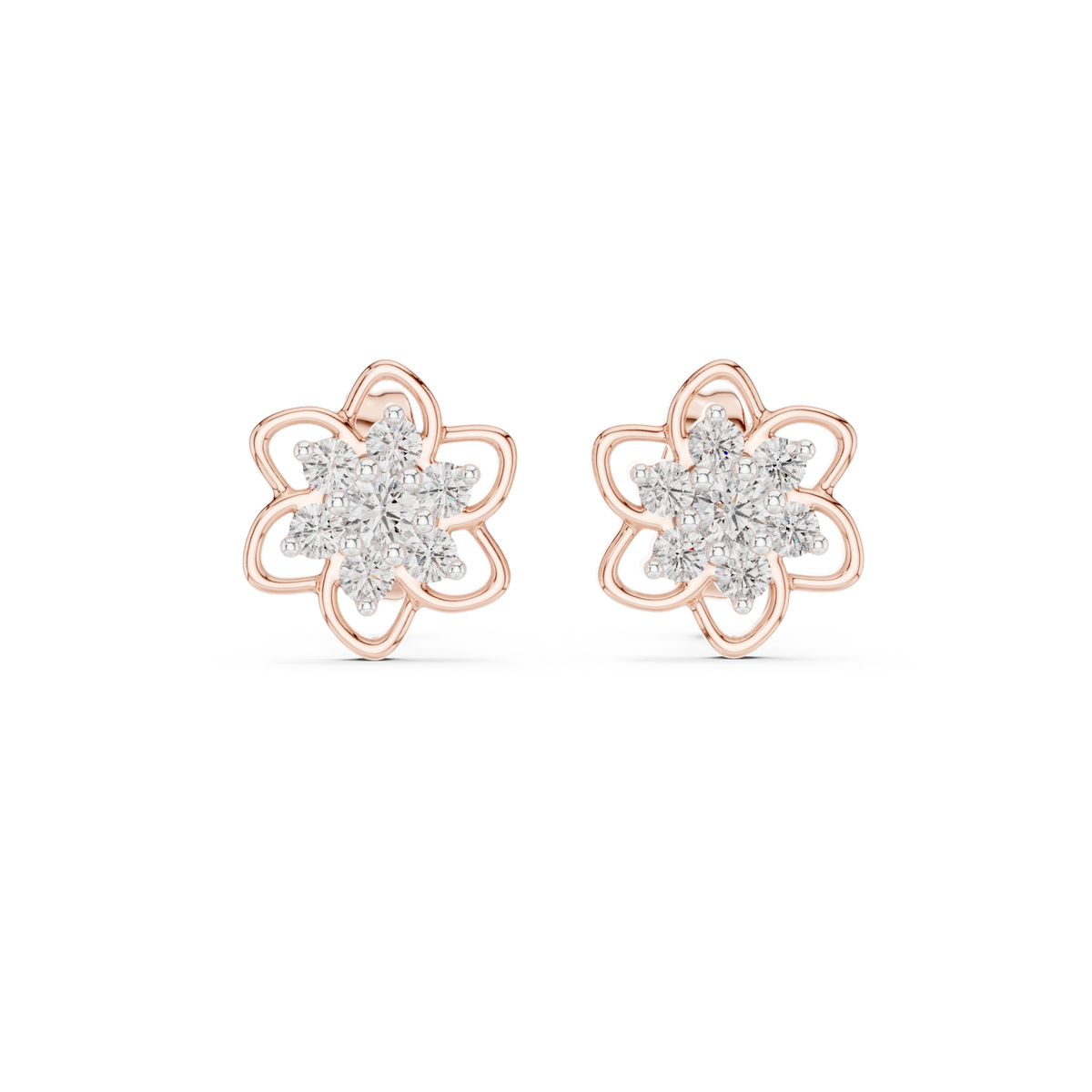 Luxury Petal Motif Diamond Earrings