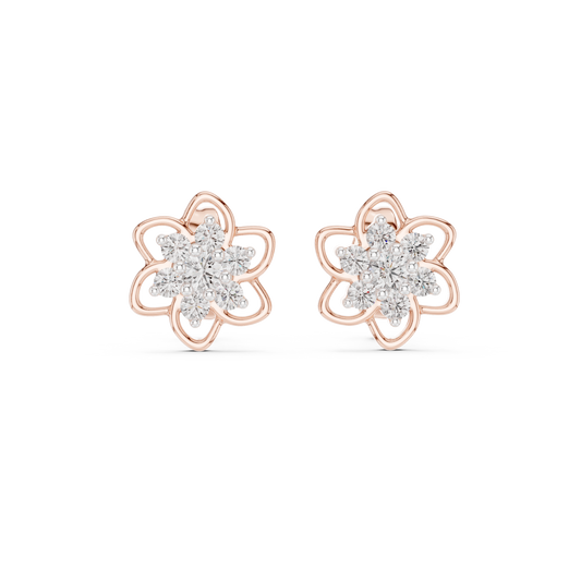 Luxury Petal Motif Diamond Earrings