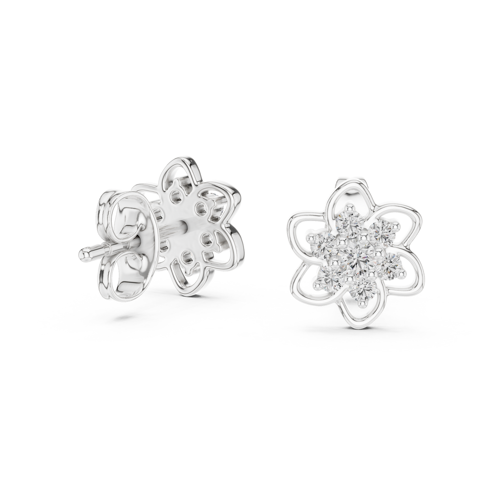 Luxury Petal Motif Diamond Earrings