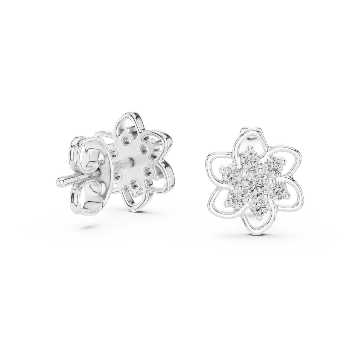 Luxury Petal Motif Diamond Earrings