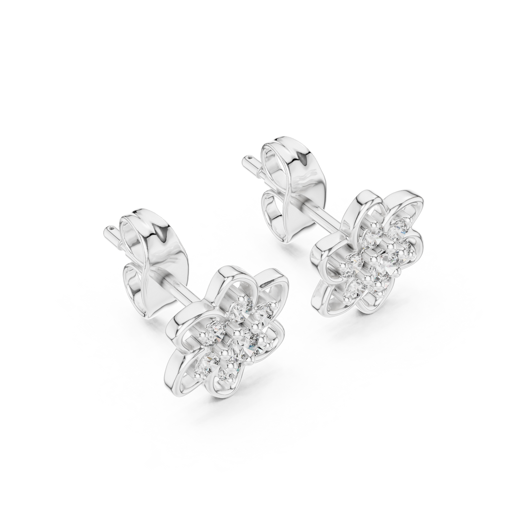 Luxury Petal Motif Diamond Earrings