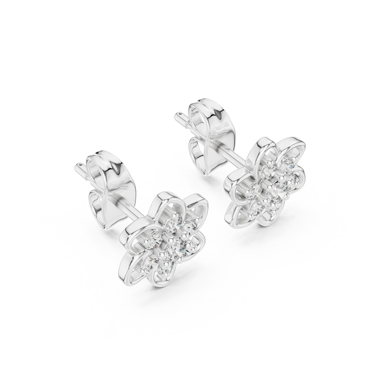 Luxury Petal Motif Diamond Earrings