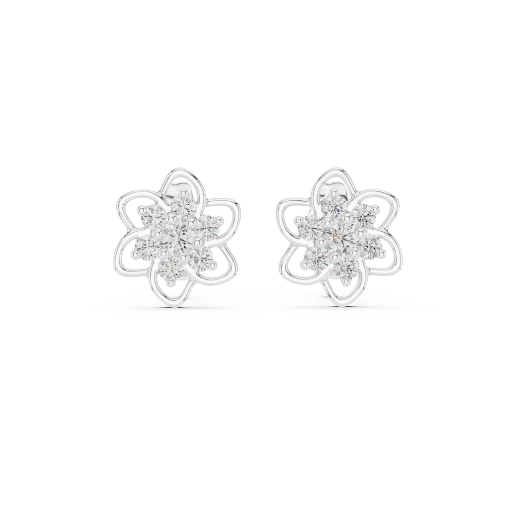 Luxury Petal Motif Diamond Earrings