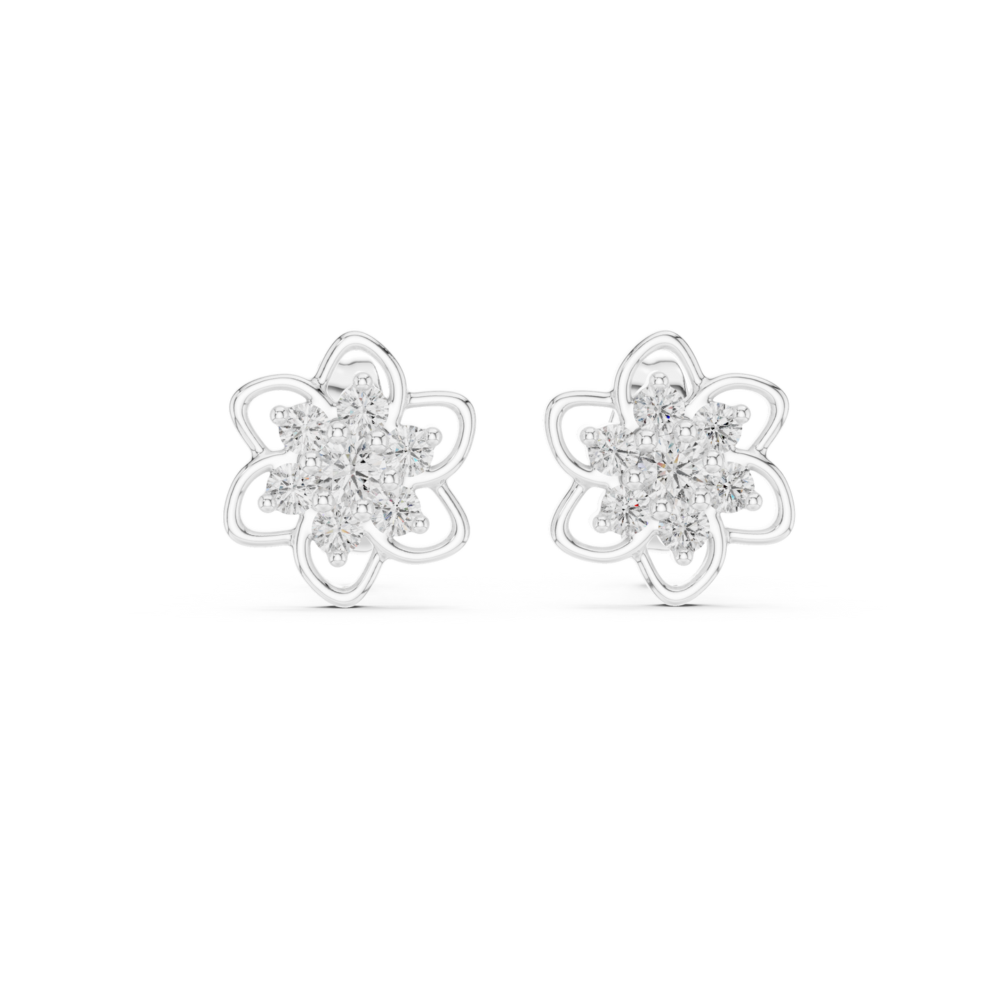 Luxury Petal Motif Diamond Earrings
