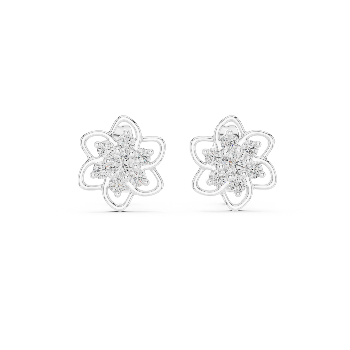Luxury Petal Motif Diamond Earrings