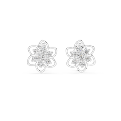 Luxury Petal Motif Diamond Earrings
