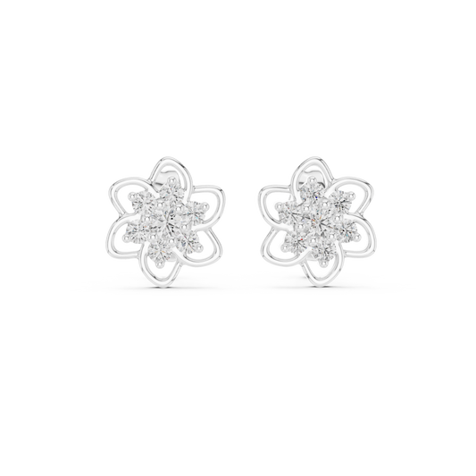 Luxury Petal Motif Diamond Earrings