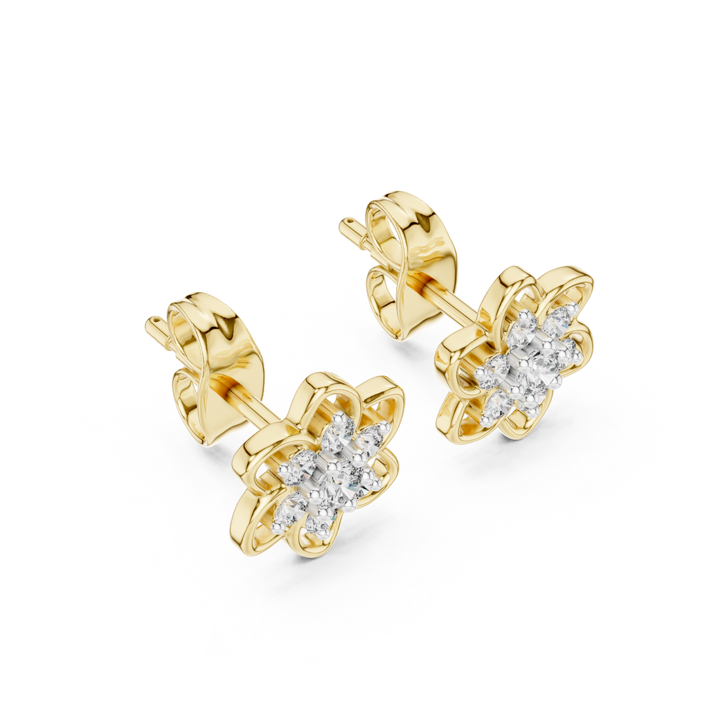 Luxury Petal Motif Diamond Earrings