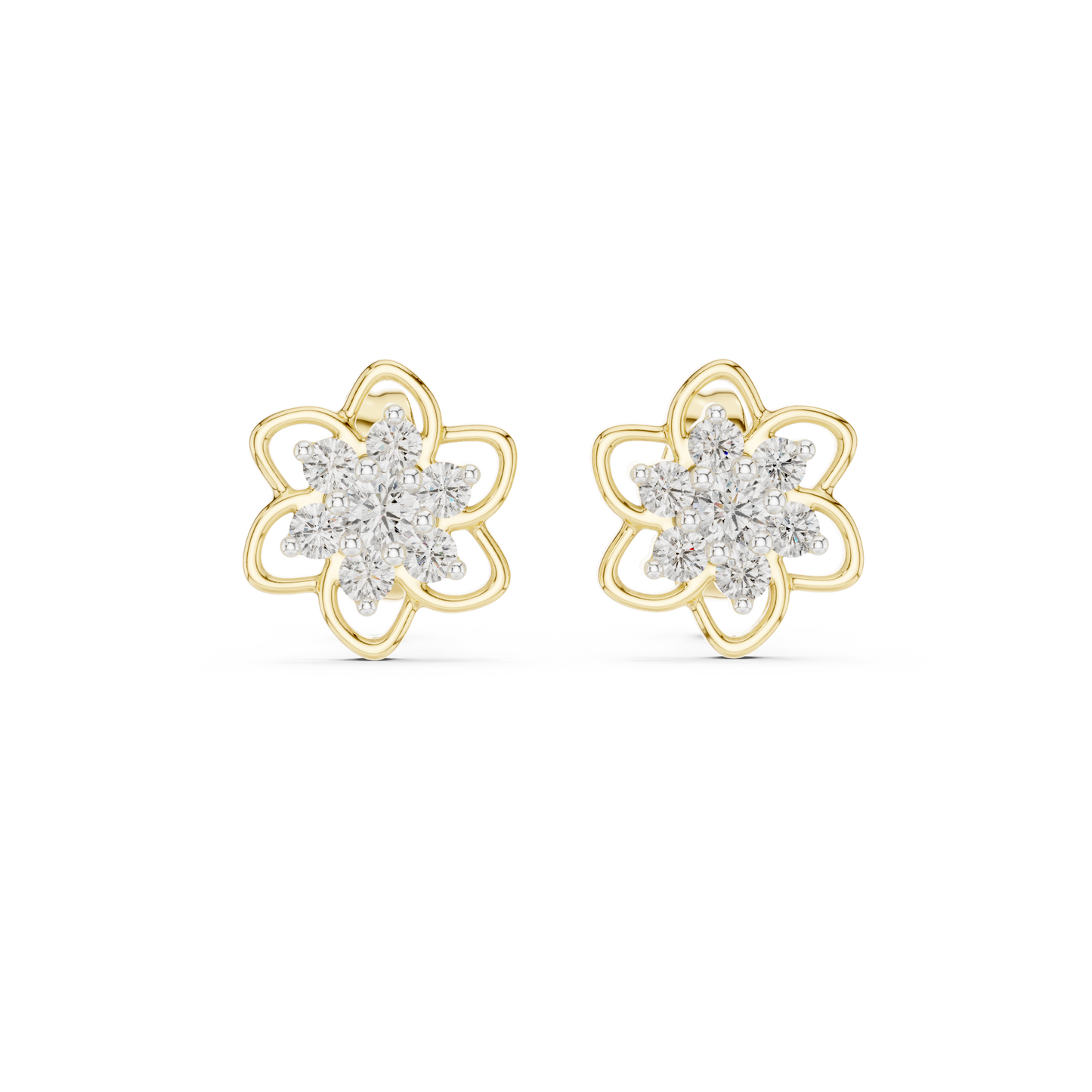 Luxury Petal Motif Diamond Earrings