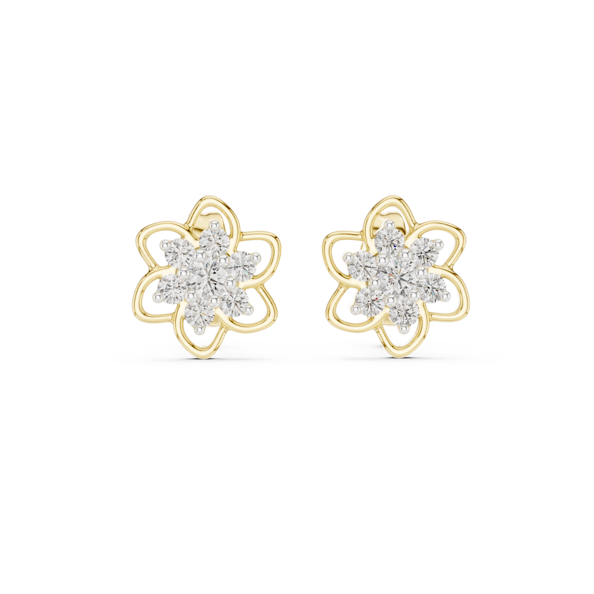 Luxury Petal Motif Diamond Earrings