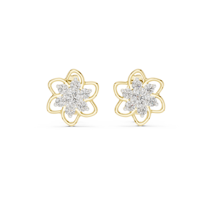 Luxury Petal Motif Diamond Earrings