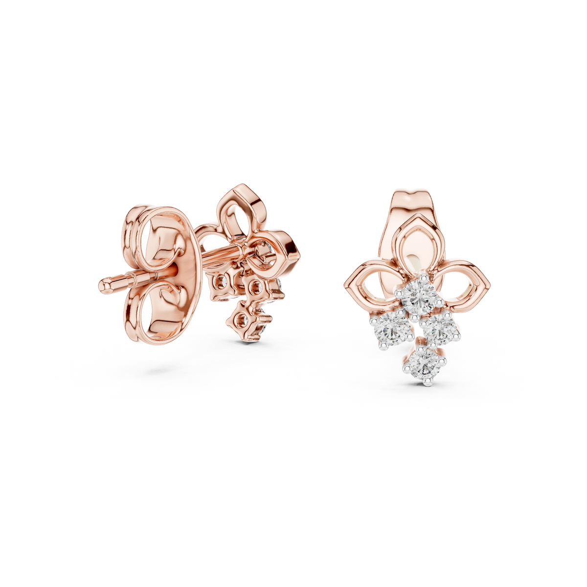 High-End Floral Ribbon Diamond Earrings