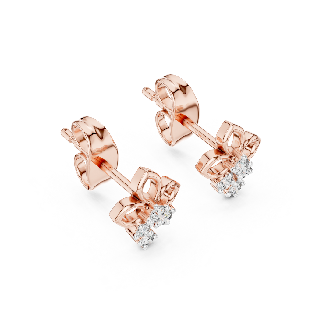 High-End Floral Ribbon Diamond Earrings