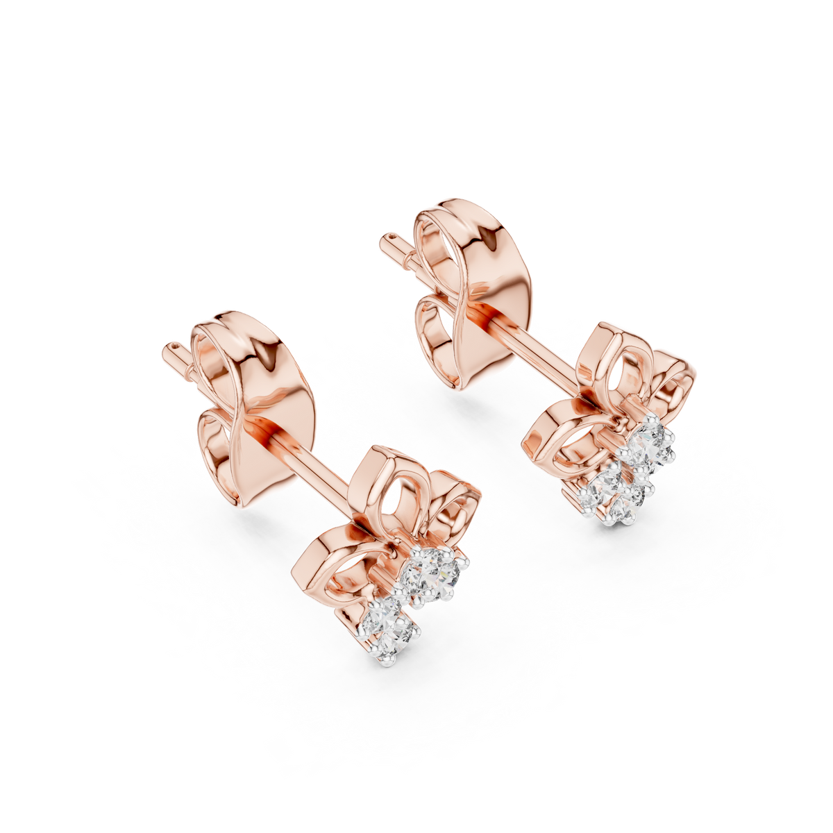 High-End Floral Ribbon Diamond Earrings