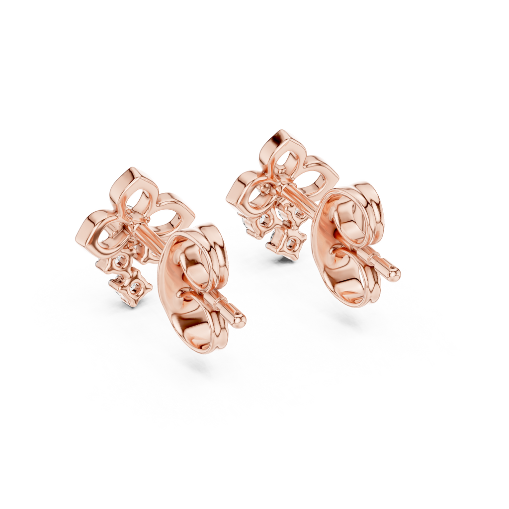 High-End Floral Ribbon Diamond Earrings