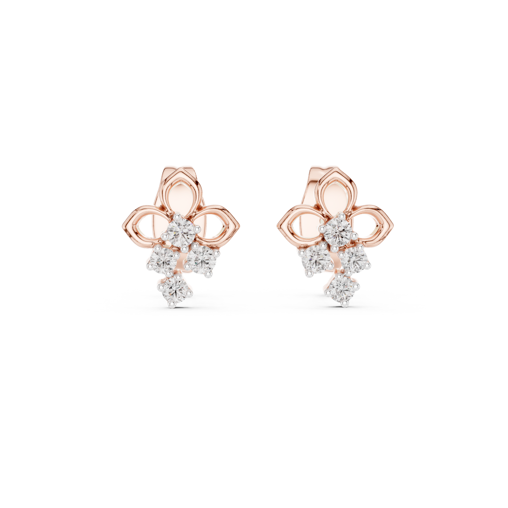 High-End Floral Ribbon Diamond Earrings