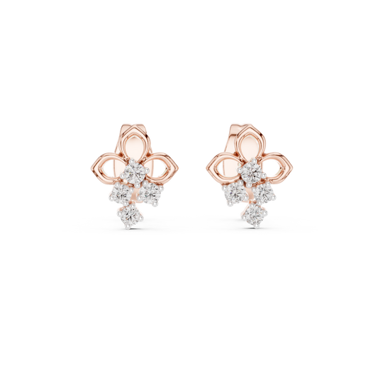 High-End Floral Ribbon Diamond Earrings