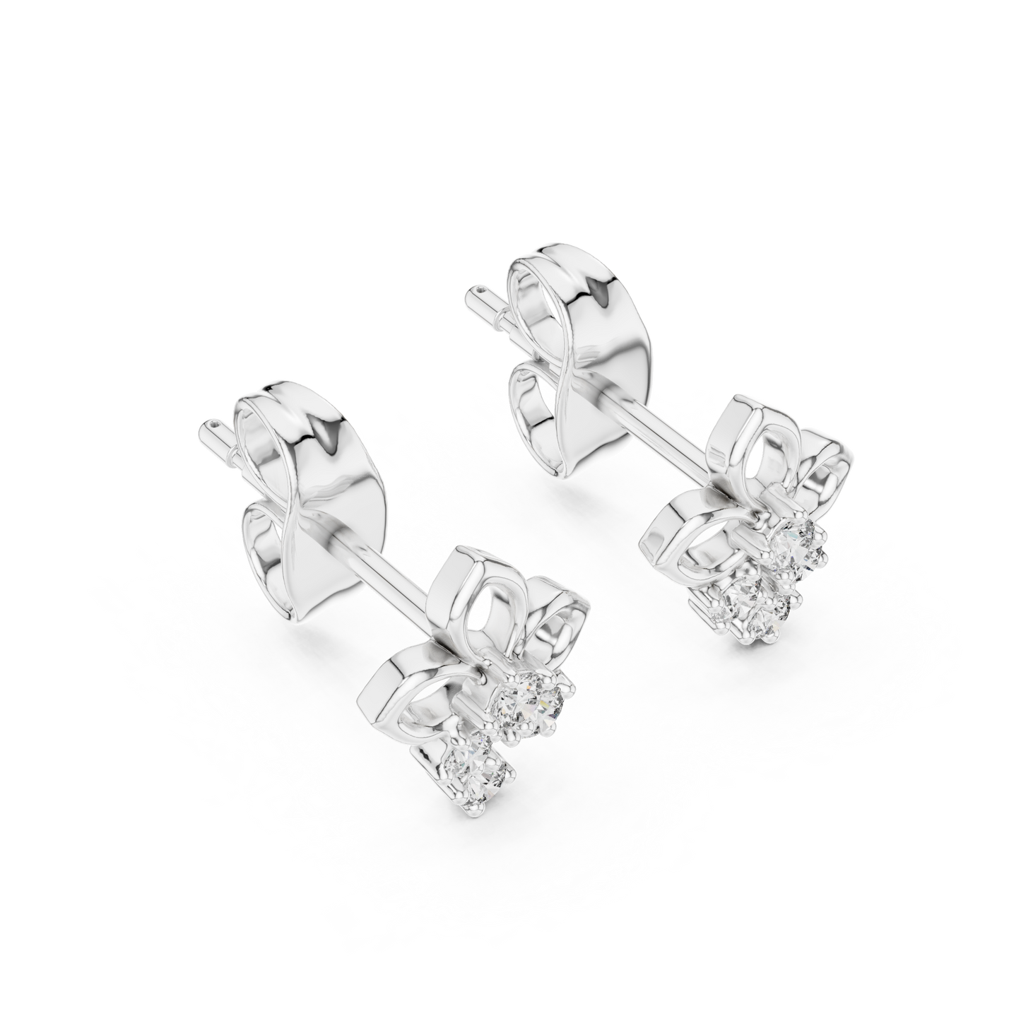 High-End Floral Ribbon Diamond Earrings